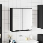 vidaXL Dulap baie cu oglindă negru 64x20x67 cm lemn compozit vidaXL Dulap baie cu oglindă negru 64x20x67 cm lemn compozit
