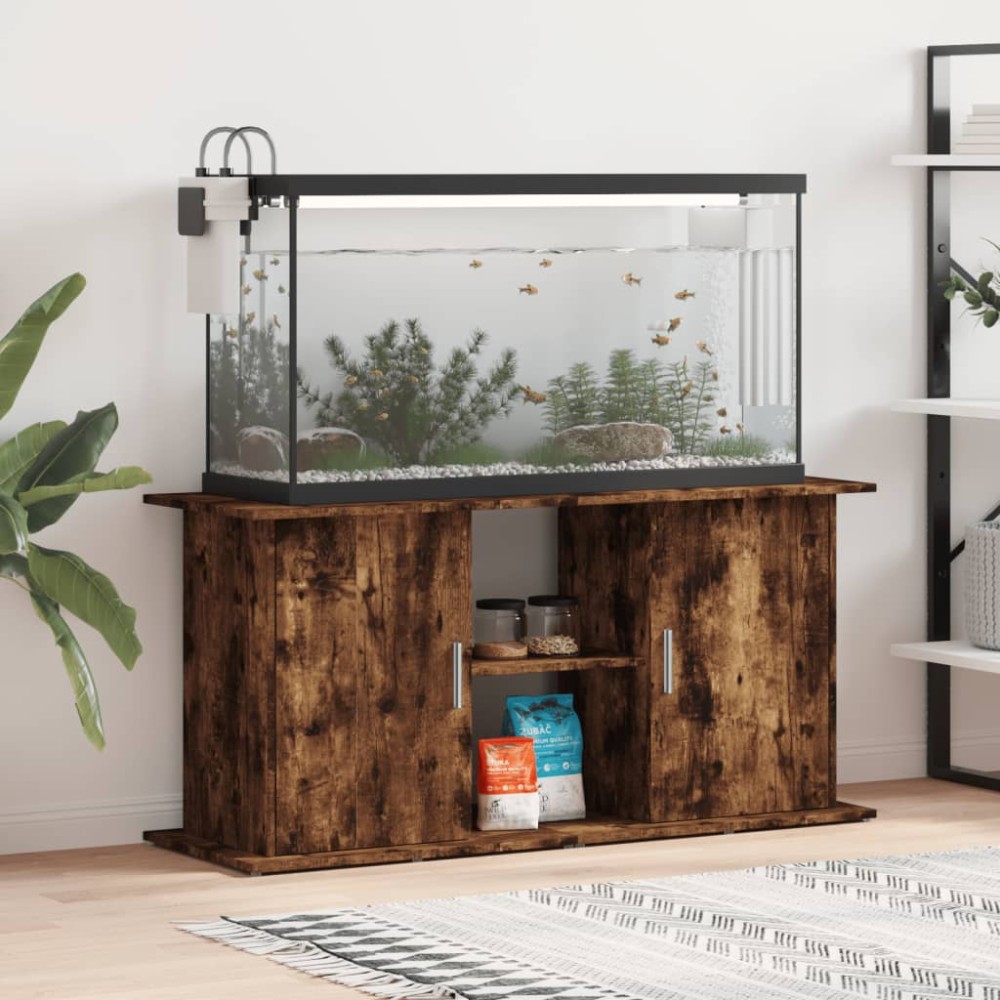 vidaXL Suport acvariu, stejar afumat, 121x41x58 cm, lemn prelucrat
