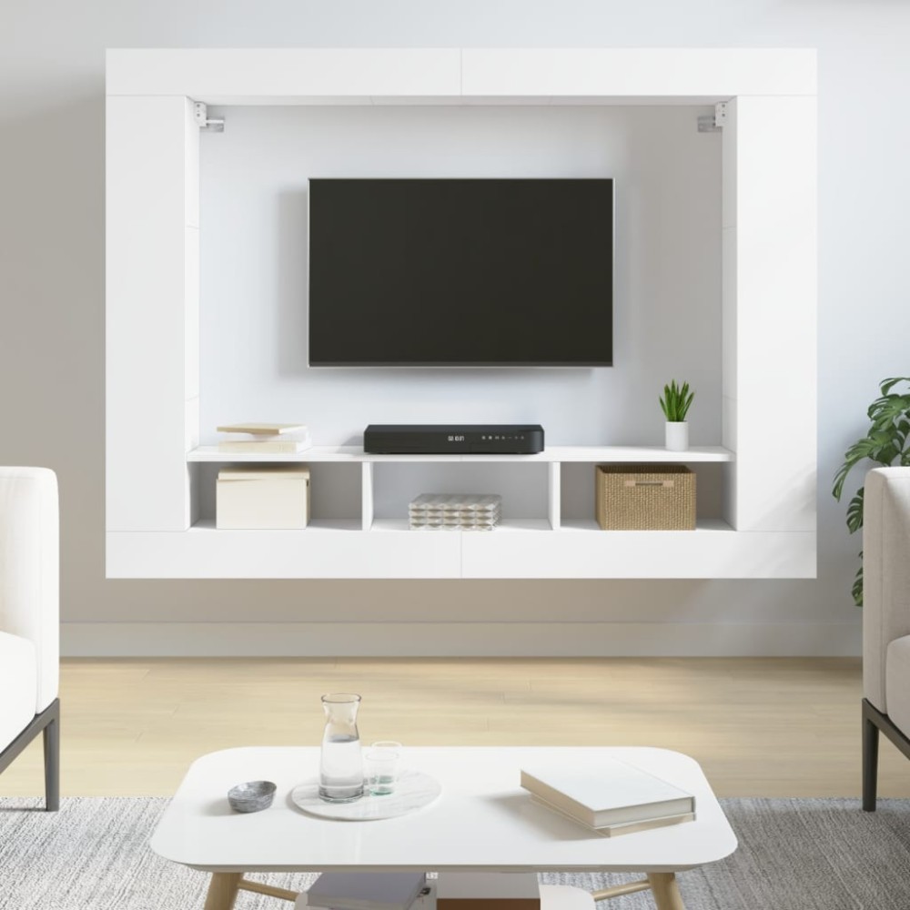 vidaXL Comodă TV, alb, 152x22x113 cm, lemn prelucrat