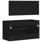 vidaXL Dulap de baie cu oglindă, negru, lemn prelucrat vidaXL Dulap de baie cu oglindă, negru, lemn prelucrat