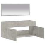 vidaXL Dulap de baie cu oglindă, gri beton, lemn prelucrat
