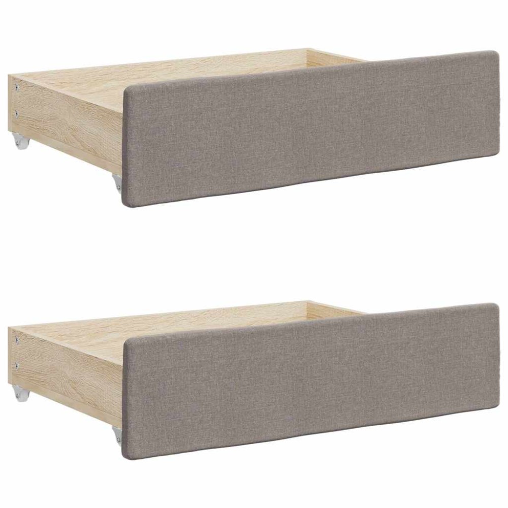 vidaXL Sertare de pat 2 buc, gri taupe, lemn prelucrat și textil