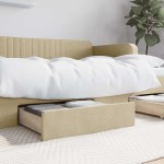 vidaXL Sertare de pat 2 buc, crem, lemn prelucrat și textil vidaXL Sertare de pat 2 buc, crem, lemn prelucrat și textil