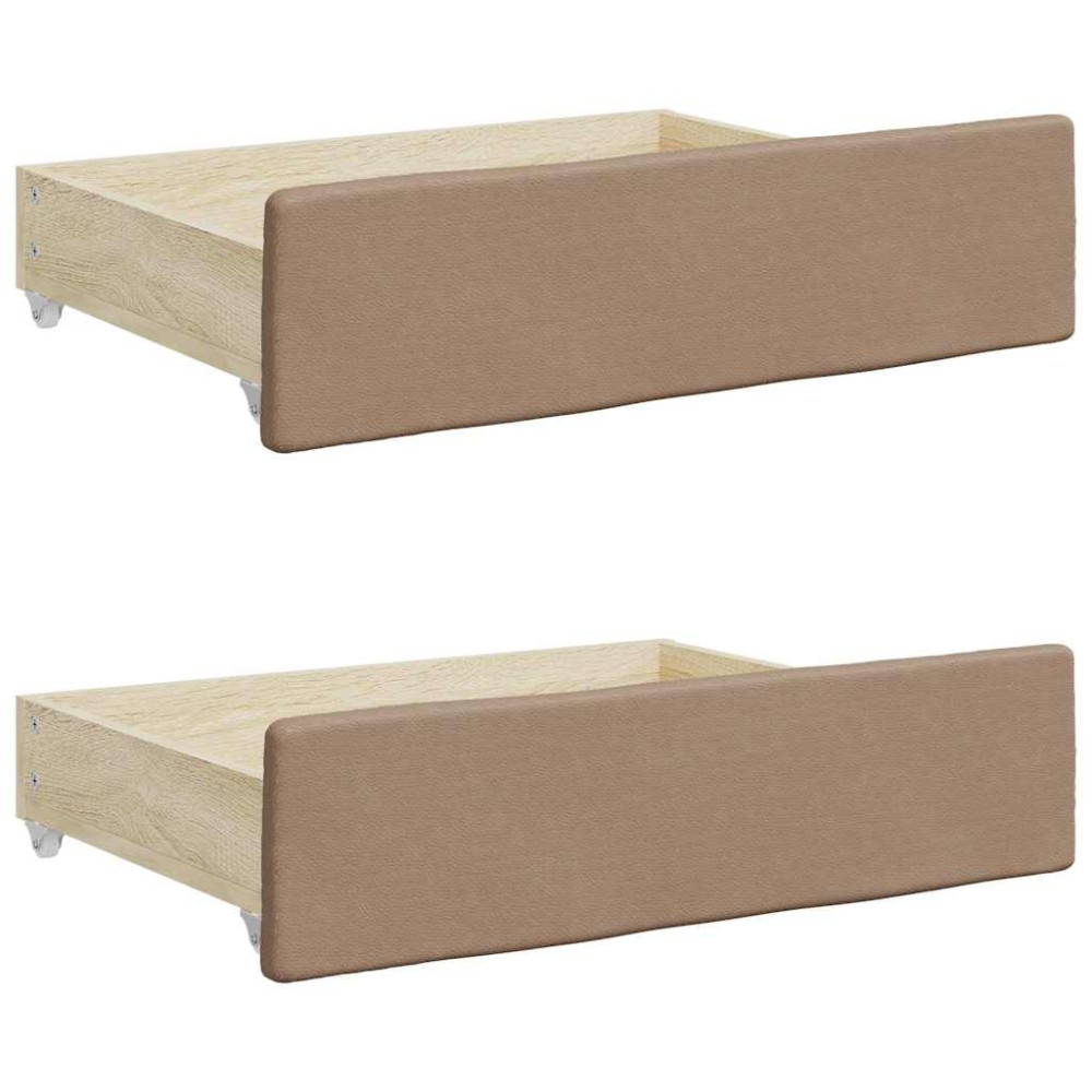 vidaXL Sertare de pat, 2 buc, capucino, lemn prelucrat/piele ecologică