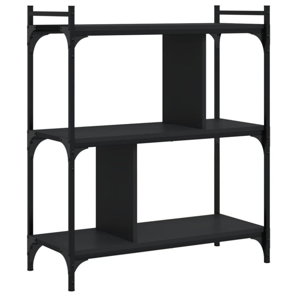 vidaXL Bibliotecă cu 3 niveluri, negru, 76x32x88 cm, lemn prelucrat