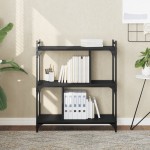 vidaXL Bibliotecă cu 3 niveluri, negru, 76x32x88 cm, lemn prelucrat vidaXL Bibliotecă cu 3 niveluri, negru, 76x32x88 cm, lemn prelucrat