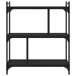 vidaXL Bibliotecă cu 3 niveluri, negru, 76x32x88 cm, lemn prelucrat vidaXL Bibliotecă cu 3 niveluri, negru, 76x32x88 cm, lemn prelucrat