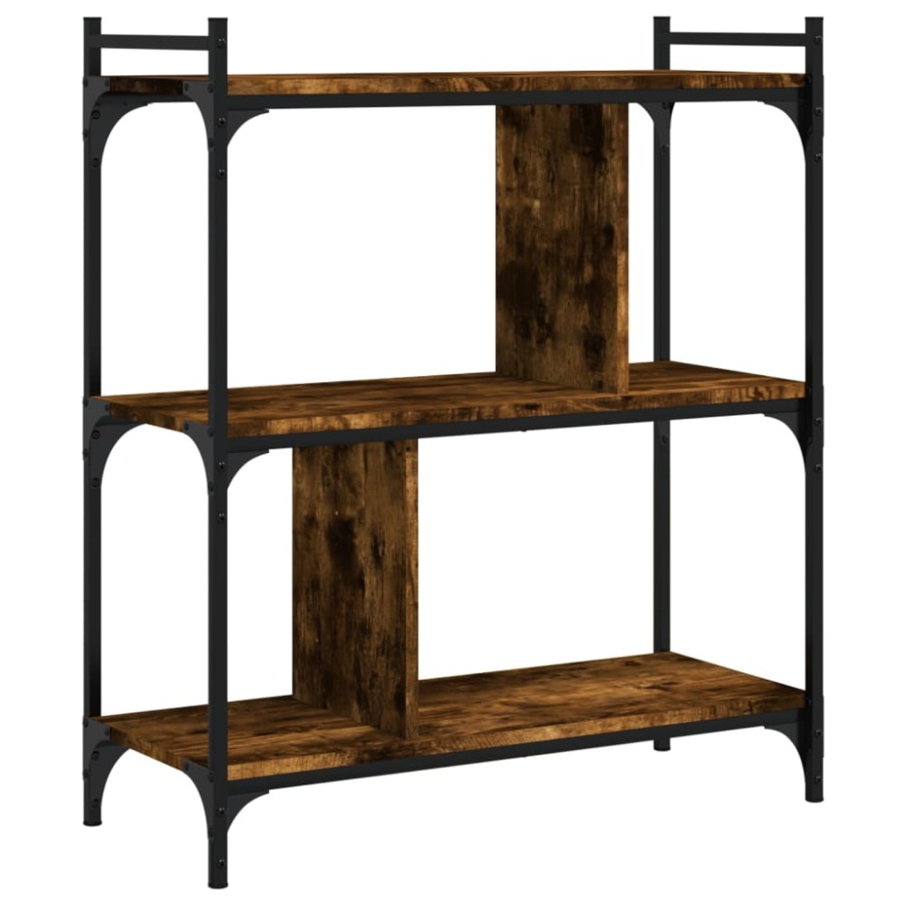 vidaXL Bibliotecă cu 3 niveluri, stejar fumuriu, 76x32x88 cm, lemn