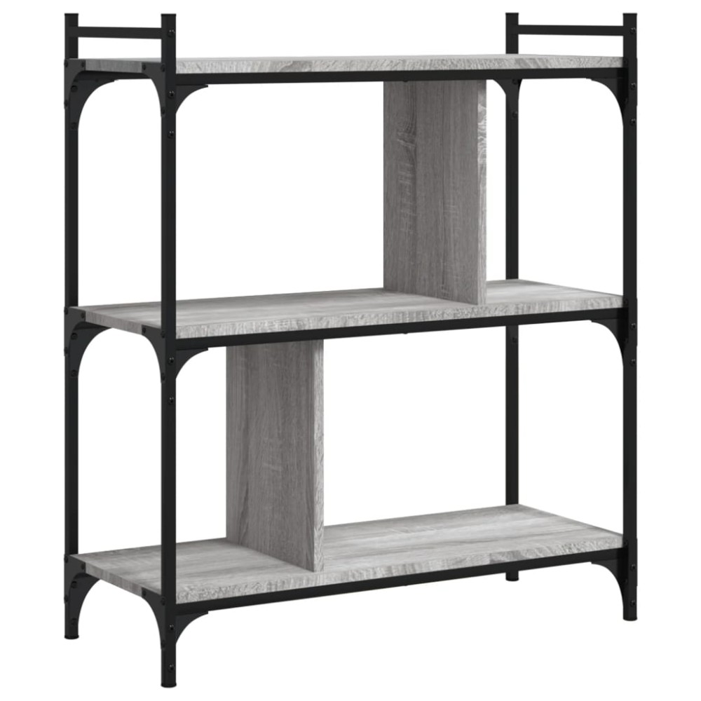 vidaXL Bibliotecă cu 3 niveluri gri sonoma 76x32x88 cm lemn compozit