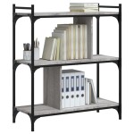 vidaXL Bibliotecă cu 3 niveluri gri sonoma 76x32x88 cm lemn compozit vidaXL Bibliotecă cu 3 niveluri gri sonoma 76x32x88 cm lemn compozit