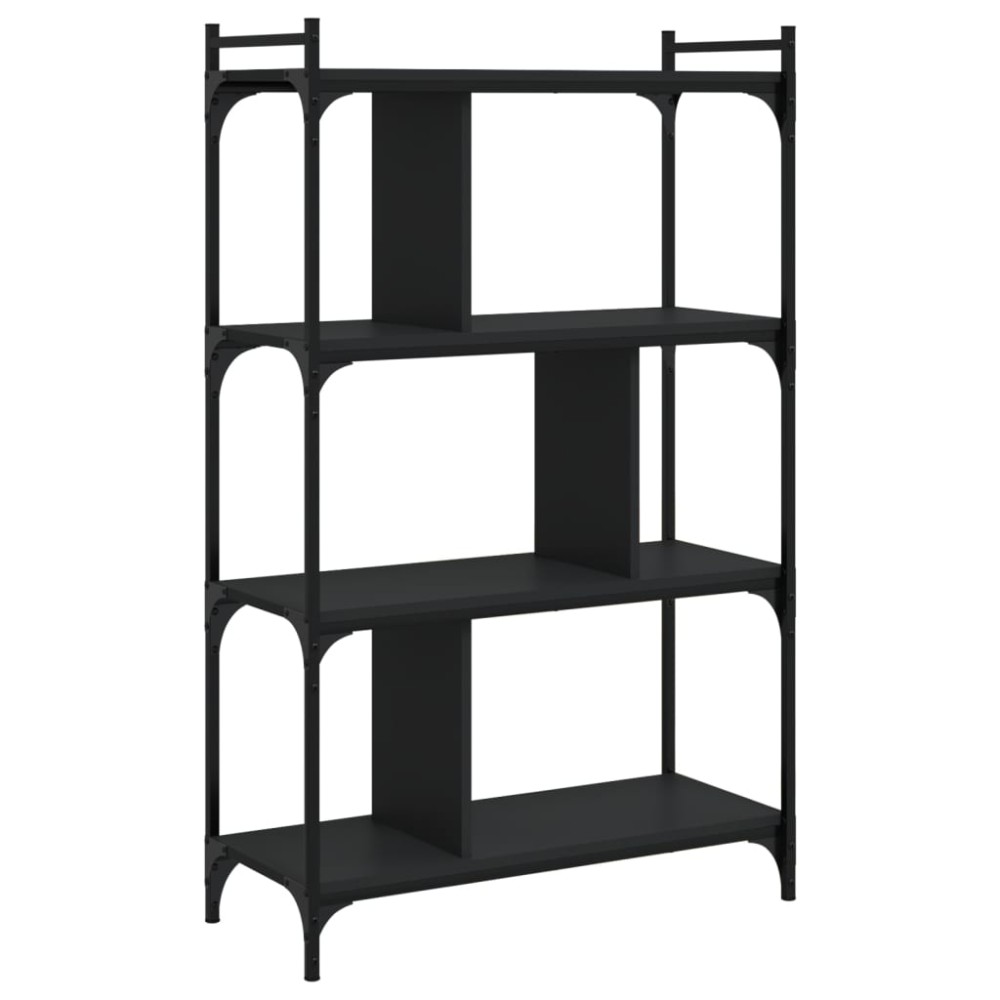 vidaXL Bibliotecă cu 4 niveluri, negru, 76x32x123 cm, lemn prelucrat