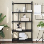 vidaXL Bibliotecă cu 5 niveluri, negru, 76x32x158 cm, lemn prelucrat vidaXL Bibliotecă cu 5 niveluri, negru, 76x32x158 cm, lemn prelucrat