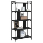 vidaXL Bibliotecă cu 5 niveluri, negru, 76x32x158 cm, lemn prelucrat vidaXL Bibliotecă cu 5 niveluri, negru, 76x32x158 cm, lemn prelucrat