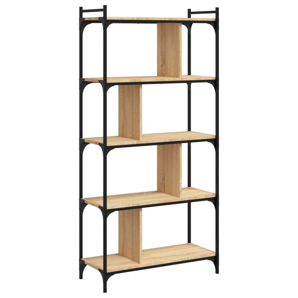 vidaXL Bibliotecă cu 5 niveluri, stejar sonoma, 76x32x158 cm, lemn
