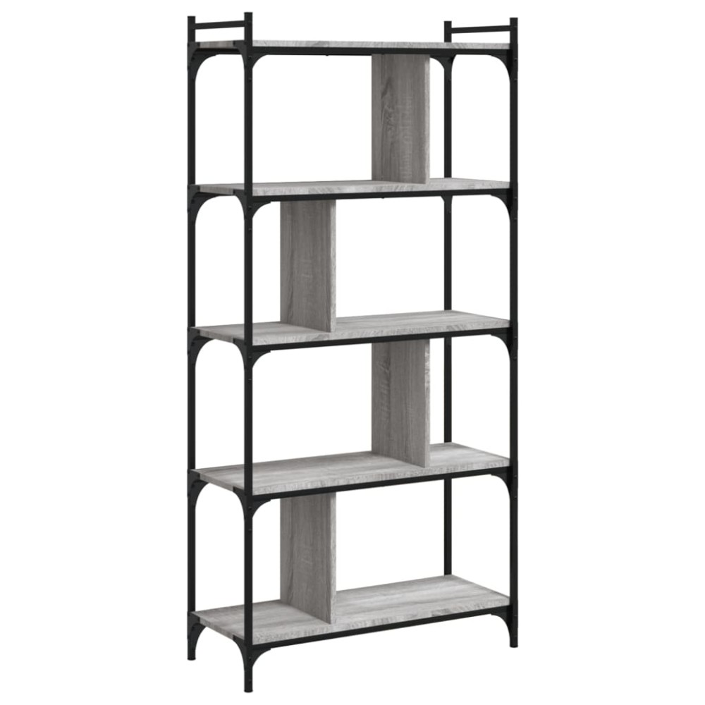 vidaXL Bibliotecă cu 5 niveluri gri sonoma 76x32x158 cm lemn compozit