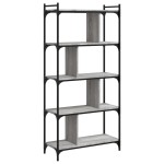 vidaXL Bibliotecă cu 5 niveluri gri sonoma 76x32x158 cm lemn compozit