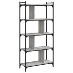 vidaXL Bibliotecă cu 5 niveluri gri sonoma 76x32x158 cm lemn compozit