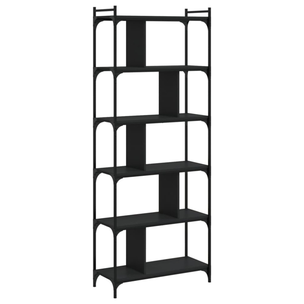 vidaXL Bibliotecă cu 6 niveluri, negru, 76x32x192 cm, lemn prelucrat