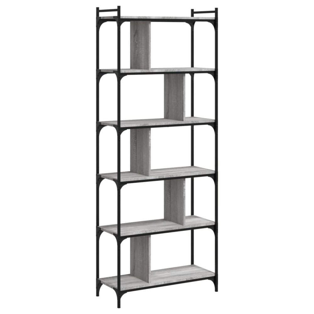 vidaXL Bibliotecă cu 6 niveluri gri sonoma 76x32x192 cm lemn compozit