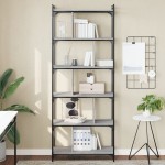 vidaXL Bibliotecă cu 6 niveluri gri sonoma 76x32x192 cm lemn compozit vidaXL Bibliotecă cu 6 niveluri gri sonoma 76x32x192 cm lemn compozit