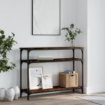 vidaXL Măsuță consolă, stejar fumuriu, 100x29x75 cm, lemn prelucrat vidaXL Măsuță consolă, stejar fumuriu, 100x29x75 cm, lemn prelucrat