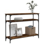 vidaXL Măsuță consolă, stejar fumuriu, 100x29x75 cm, lemn prelucrat vidaXL Măsuță consolă, stejar fumuriu, 100x29x75 cm, lemn prelucrat