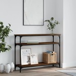 vidaXL Măsuță consolă, stejar maro, 100x29x75 cm, lemn prelucrat vidaXL Măsuță consolă, stejar maro, 100x29x75 cm, lemn prelucrat
