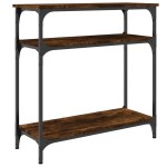 vidaXL Măsuță consolă, stejar fumuriu, 75x29x75 cm, lemn prelucrat vidaXL Măsuță consolă, stejar fumuriu, 75x29x75 cm, lemn prelucrat