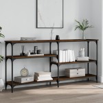 vidaXL Măsuță consolă, stejar maro, 160x29x75 cm, lemn prelucrat vidaXL Măsuță consolă, stejar maro, 160x29x75 cm, lemn prelucrat