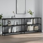 vidaXL Măsuță consolă, negru, 200x29x75 cm, lemn compozit vidaXL Măsuță consolă, negru, 200x29x75 cm, lemn compozit