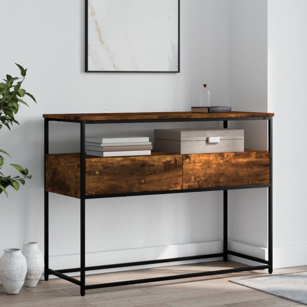 vidaXL Măsuță consolă, stejar fumuriu, 100x40x75 cm, lemn prelucrat
