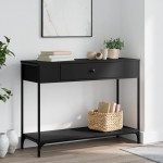 vidaXL Măsuță consolă, negru, 100x34,5x75 cm, lemn compozit vidaXL Măsuță consolă, negru, 100x34,5x75 cm, lemn compozit