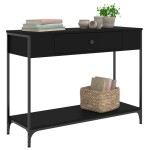 vidaXL Măsuță consolă, negru, 100x34,5x75 cm, lemn compozit vidaXL Măsuță consolă, negru, 100x34,5x75 cm, lemn compozit