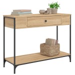 vidaXL Măsuță consolă, stejar sonoma, 100x34,5x75 cm, lemn prelucrat vidaXL Măsuță consolă, stejar sonoma, 100x34,5x75 cm, lemn prelucrat