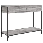 vidaXL Măsuță consolă, gri sonoma, 100x34,5x75 cm, lemn prelucrat vidaXL Măsuță consolă, gri sonoma, 100x34,5x75 cm, lemn prelucrat