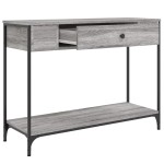 vidaXL Măsuță consolă, gri sonoma, 100x34,5x75 cm, lemn prelucrat vidaXL Măsuță consolă, gri sonoma, 100x34,5x75 cm, lemn prelucrat