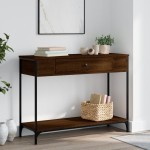 vidaXL Măsuță consolă, stejar maro, 100x34,5x75 cm, lemn prelucrat vidaXL Măsuță consolă, stejar maro, 100x34,5x75 cm, lemn prelucrat