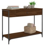 vidaXL Măsuță consolă, stejar maro, 100x34,5x75 cm, lemn prelucrat vidaXL Măsuță consolă, stejar maro, 100x34,5x75 cm, lemn prelucrat