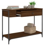 vidaXL Măsuță consolă, stejar maro, 100x34,5x75 cm, lemn prelucrat vidaXL Măsuță consolă, stejar maro, 100x34,5x75 cm, lemn prelucrat