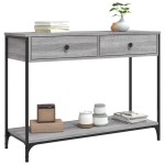 vidaXL Măsuță consolă, gri sonoma, 100x34,5x75 cm, lemn prelucrat vidaXL Măsuță consolă, gri sonoma, 100x34,5x75 cm, lemn prelucrat