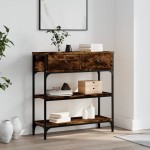 vidaXL Măsuță consolă, stejar fumuriu, 72,5x25x75 cm, lemn prelucrat vidaXL Măsuță consolă, stejar fumuriu, 72,5x25x75 cm, lemn prelucrat