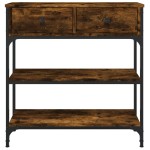 vidaXL Măsuță consolă, stejar fumuriu, 72,5x25x75 cm, lemn prelucrat vidaXL Măsuță consolă, stejar fumuriu, 72,5x25x75 cm, lemn prelucrat