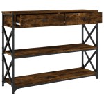 vidaXL Măsuță consolă, stejar fumuriu, 100x28x75 cm, lemn prelucrat vidaXL Măsuță consolă, stejar fumuriu, 100x28x75 cm, lemn prelucrat