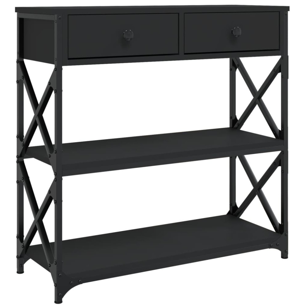 vidaXL Măsuță consolă, negru, 75x28x75 cm, lemn compozit