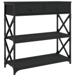 vidaXL Măsuță consolă, negru, 75x28x75 cm, lemn compozit vidaXL Măsuță consolă, negru, 75x28x75 cm, lemn compozit