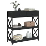vidaXL Măsuță consolă, negru, 75x28x75 cm, lemn compozit vidaXL Măsuță consolă, negru, 75x28x75 cm, lemn compozit