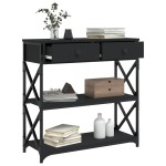 vidaXL Măsuță consolă, negru, 75x28x75 cm, lemn compozit vidaXL Măsuță consolă, negru, 75x28x75 cm, lemn compozit