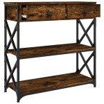 vidaXL Măsuță consolă, stejar fumuriu, 75x28x75 cm, lemn prelucrat vidaXL Măsuță consolă, stejar fumuriu, 75x28x75 cm, lemn prelucrat