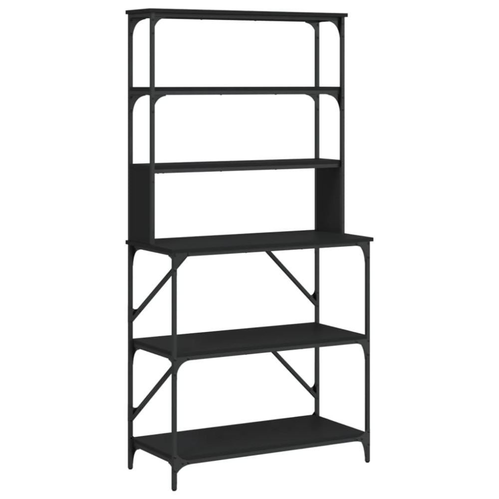 vidaXL Raft brutărie cu 6 niveluri, negru, 90x40x180 cm lemn prelucrat