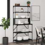 vidaXL Raft brutărie cu 6 niveluri, negru, 90x40x180 cm lemn prelucrat vidaXL Raft brutărie cu 6 niveluri, negru, 90x40x180 cm lemn prelucrat